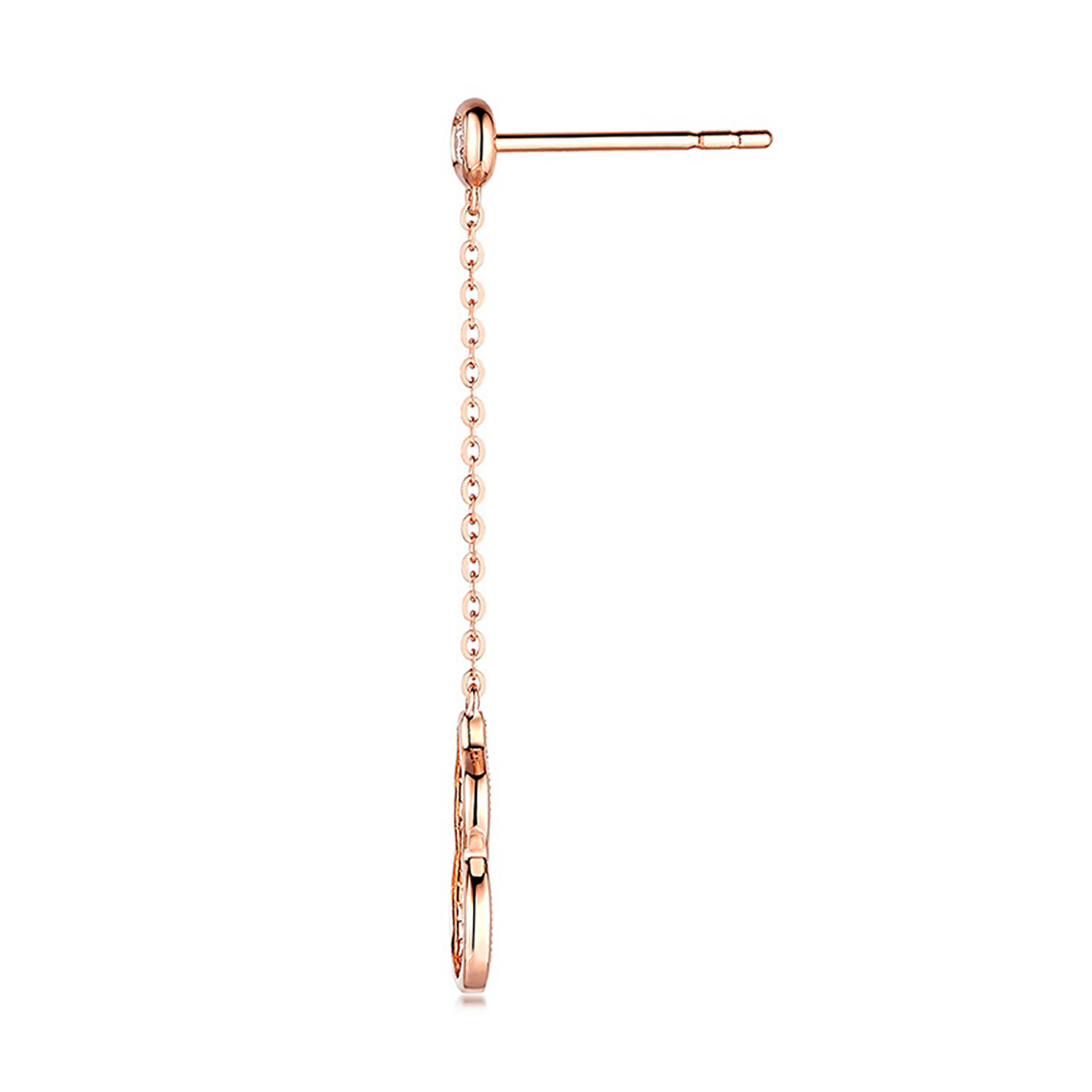 六福珠寶18K金耳環 - “幸運光鱗”葫蘆造型18K玫瑰金鑽石耳環(單隻)