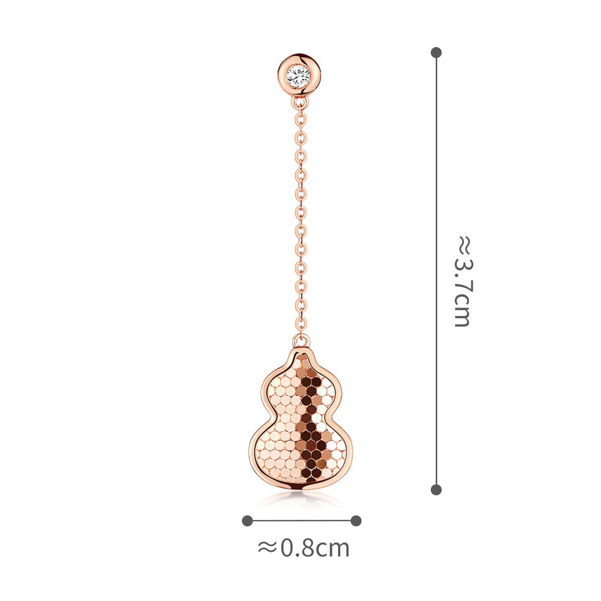 六福珠寶18K金耳環 - “幸運光鱗”葫蘆造型18K玫瑰金鑽石耳環(單隻)