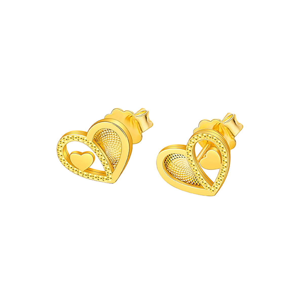 六福珠寶黃金耳環 - "耳伴愛語"990黃金耳環