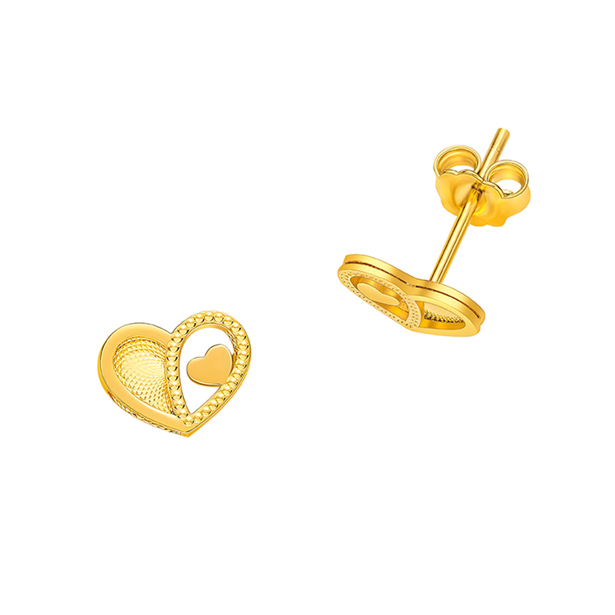 六福珠寶黃金耳環 - "耳伴愛語"990黃金耳環