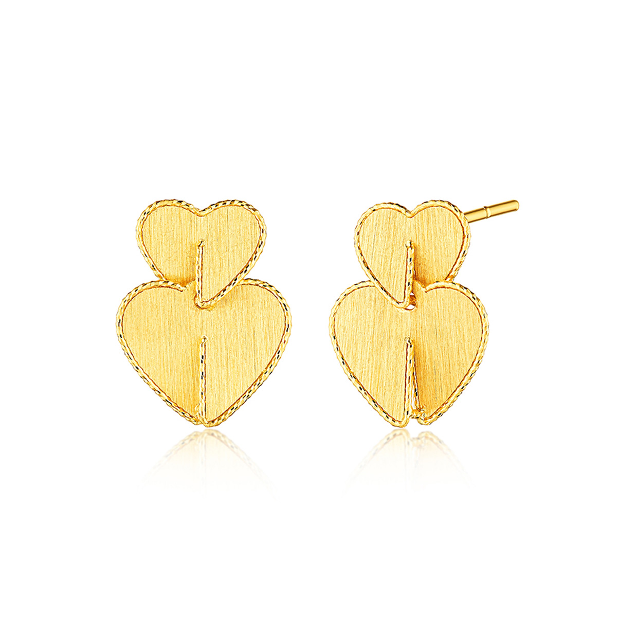 六福珠寶黃金耳環 - “心絲漣漪”999足金耳環