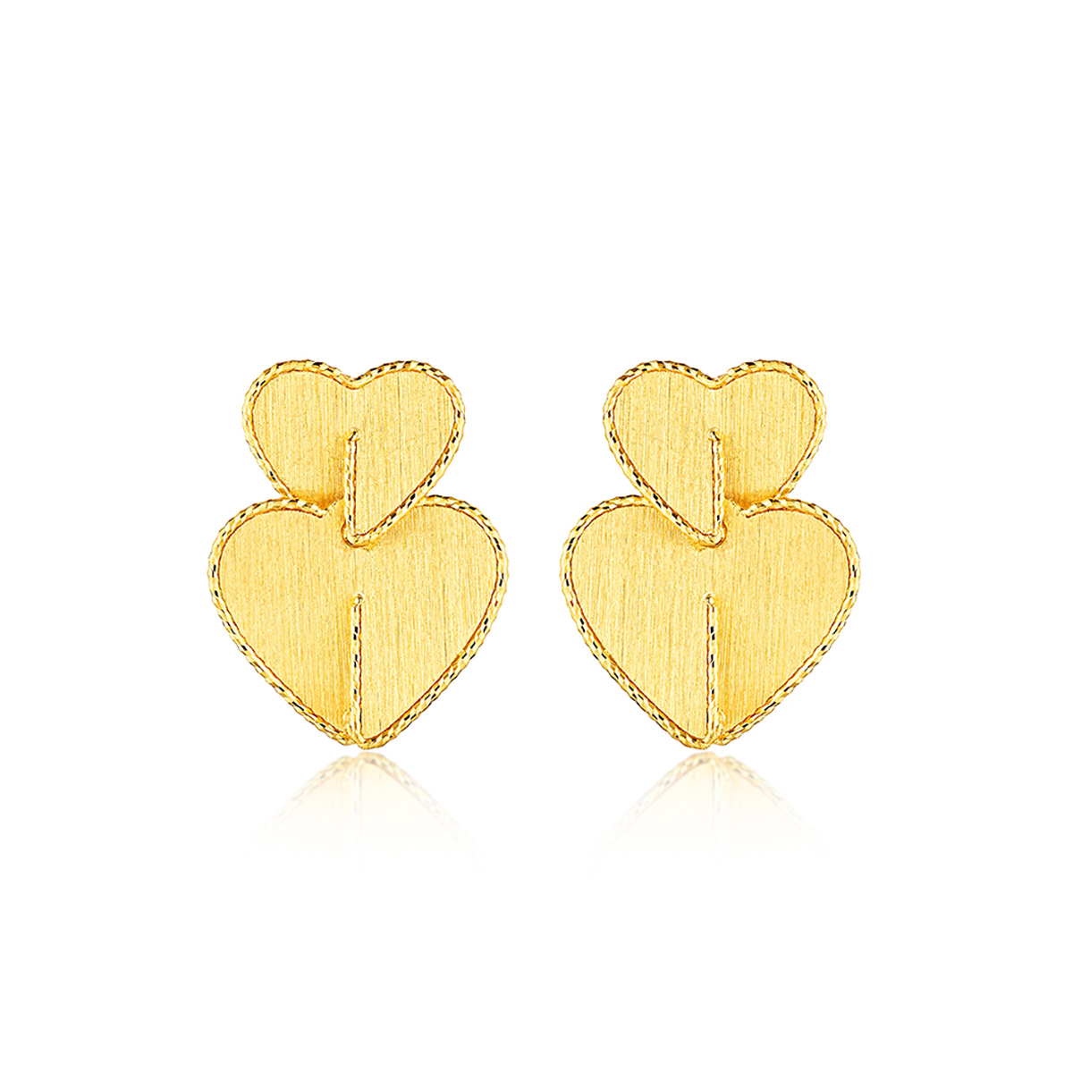 六福珠寶黃金耳環 - “心絲漣漪”999足金耳環