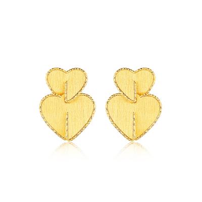 六福珠寶黃金耳環 - “心絲漣漪”999足金耳環