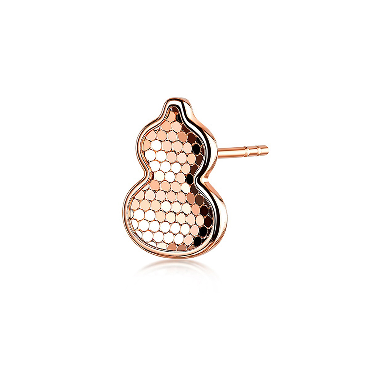 六福珠寶18K金耳環 - “幸運光鱗”葫蘆造型18K玫瑰金耳環(單隻)