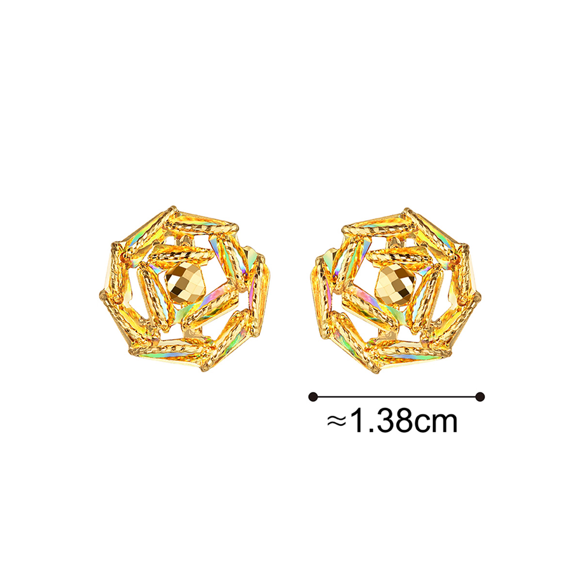 六福珠寶黄金耳环 - “冰‧钻玫瑰”999足金耳环