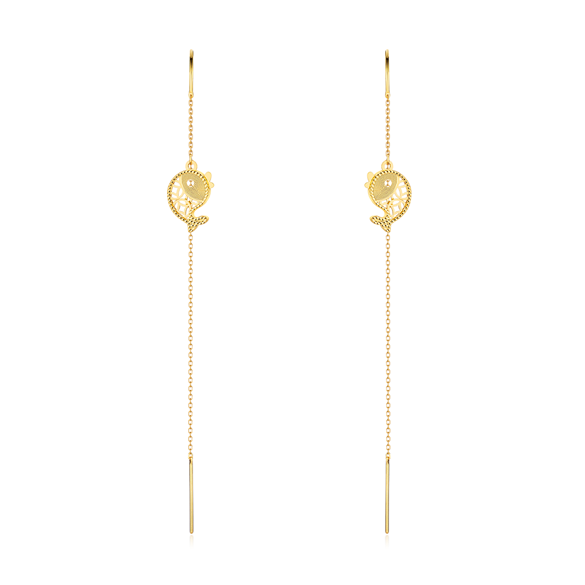 六福珠寶黃金耳環 - "如魚得水"990黃金耳環