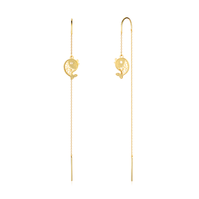 六福珠寶黃金耳環 - "如魚得水"990黃金耳環