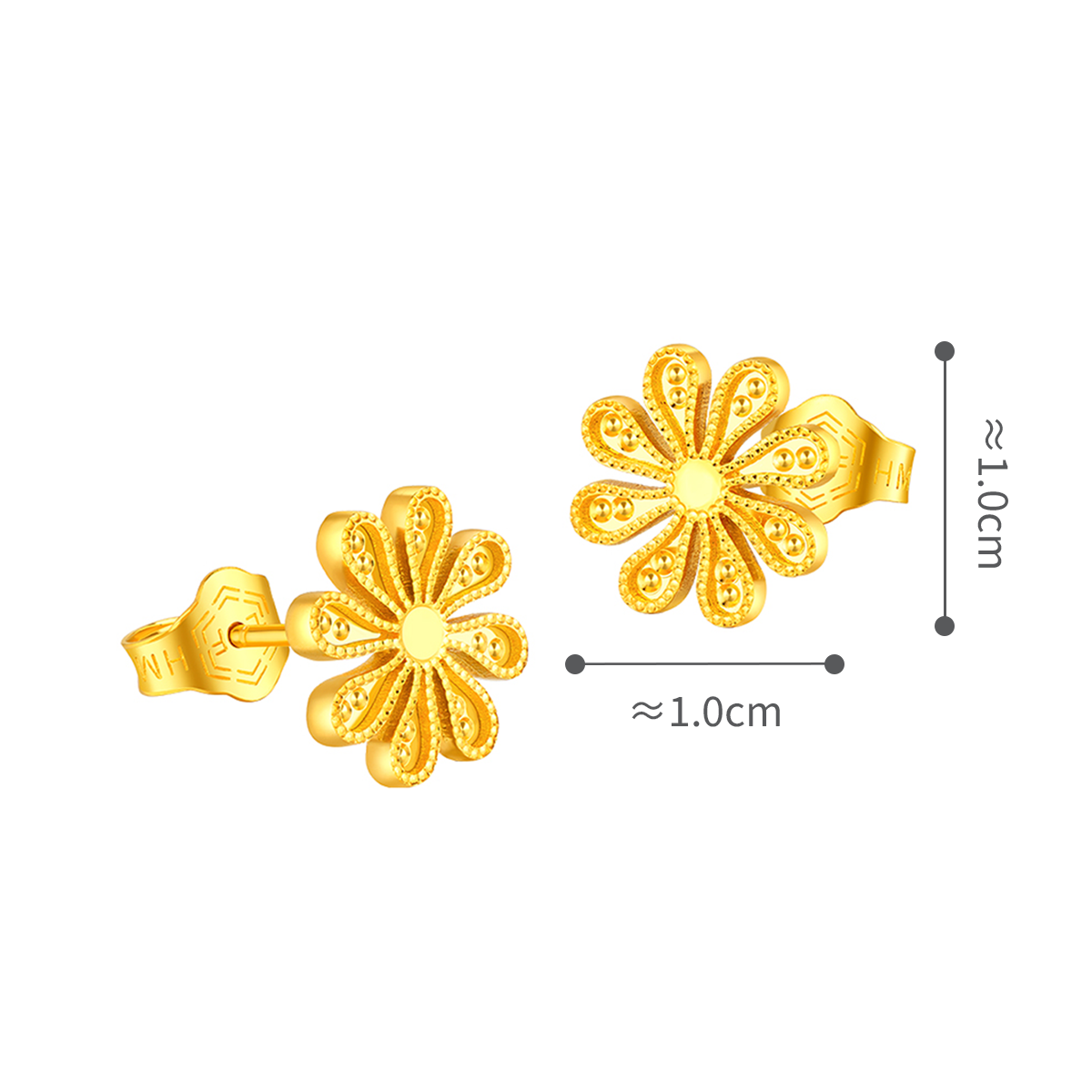 六福珠寶黃金耳環 - "小雛菊"990黃金耳環