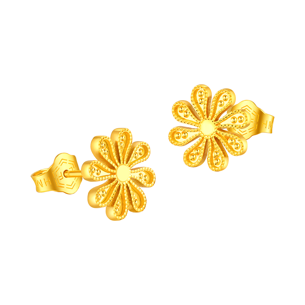 六福珠寶黃金耳環 - "小雛菊"990黃金耳環