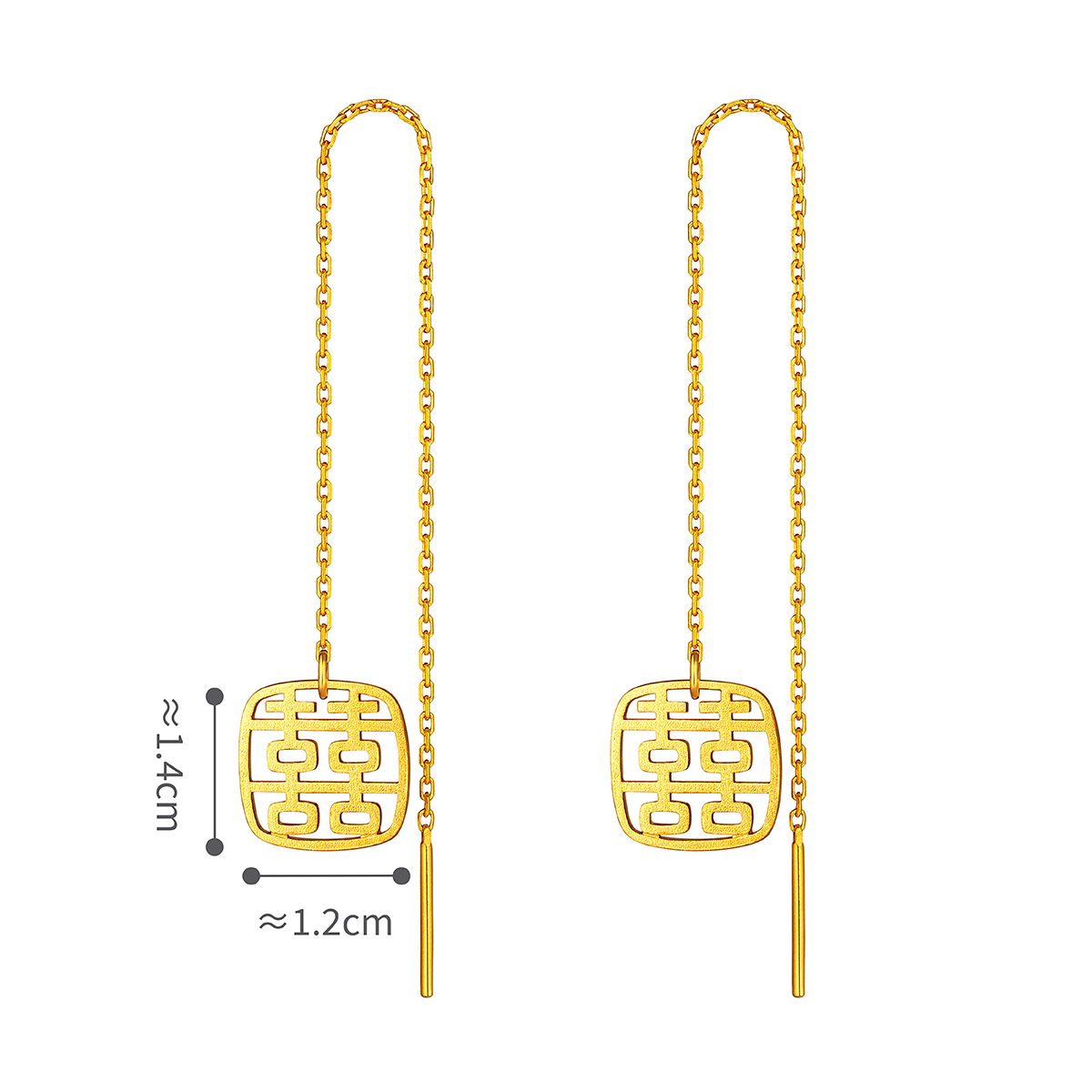 六福珠寶黃金耳環 - "小方喜"999.9黃金耳環