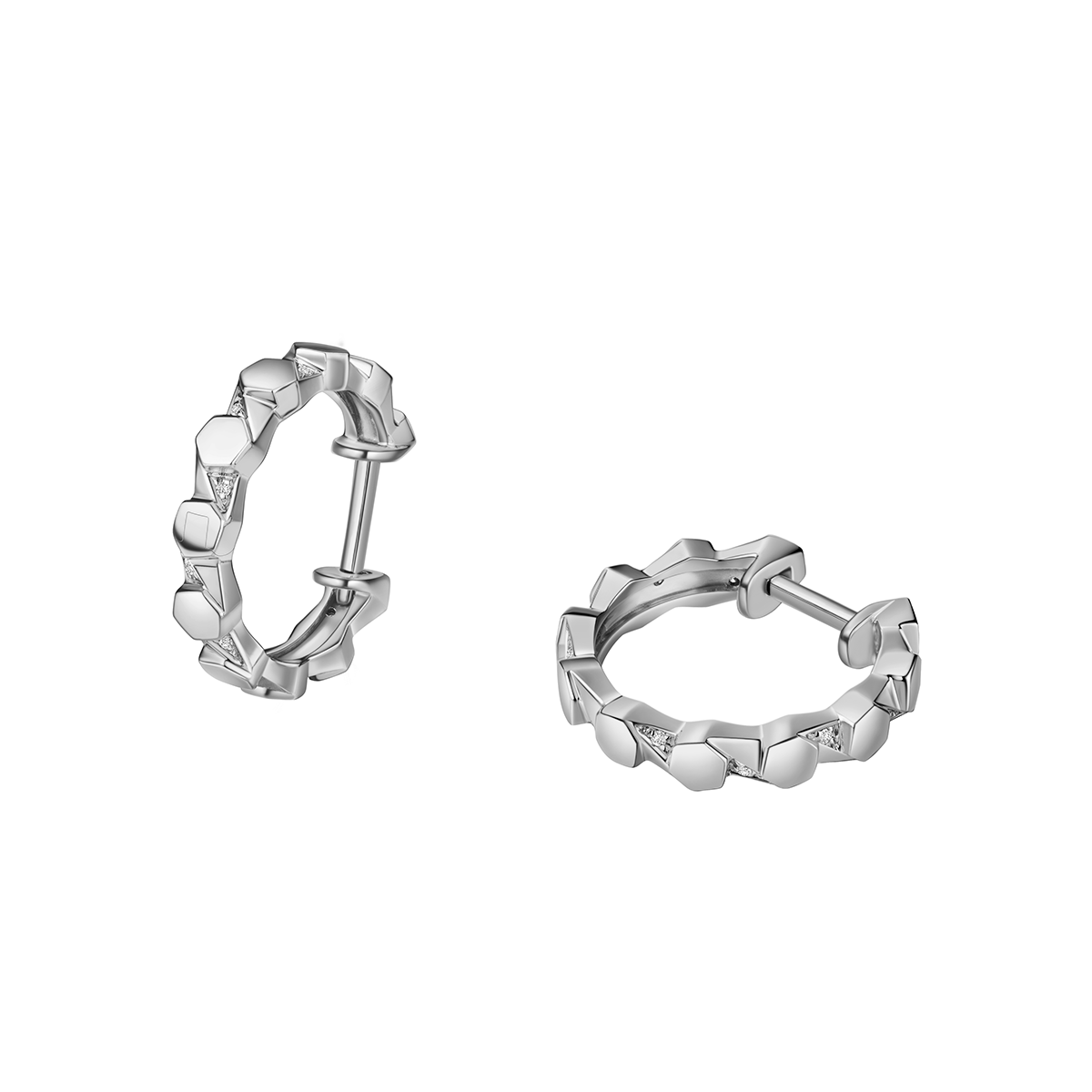 六福珠寶18K金耳環 - "Hexicon"18K金六邊形鑽石耳環-多色選擇