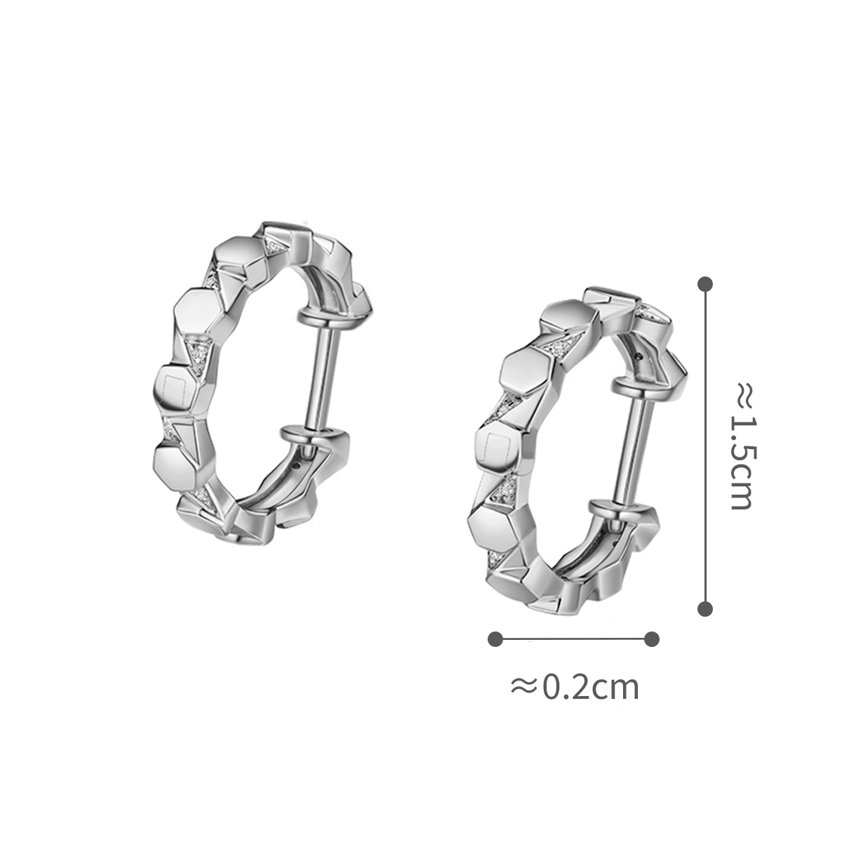 六福珠寶18K金耳環 - "Hexicon"18K金六邊形鑽石耳環-多色選擇