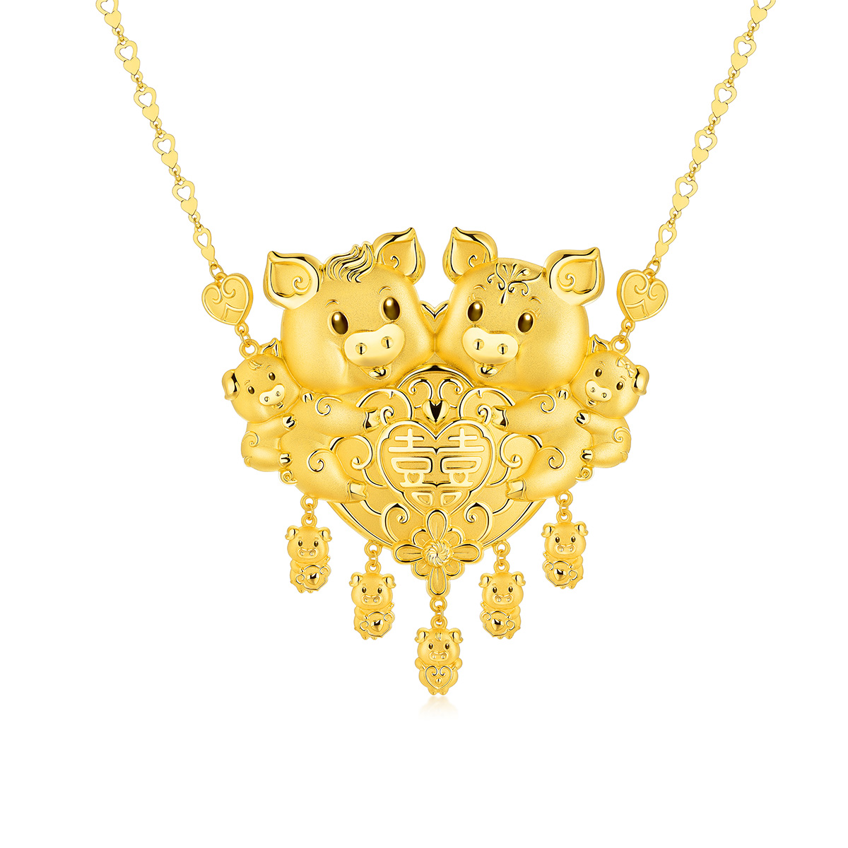 $t('六福珠寶')黃金頸鏈 - “如意金豬”999.9黃金頸鏈