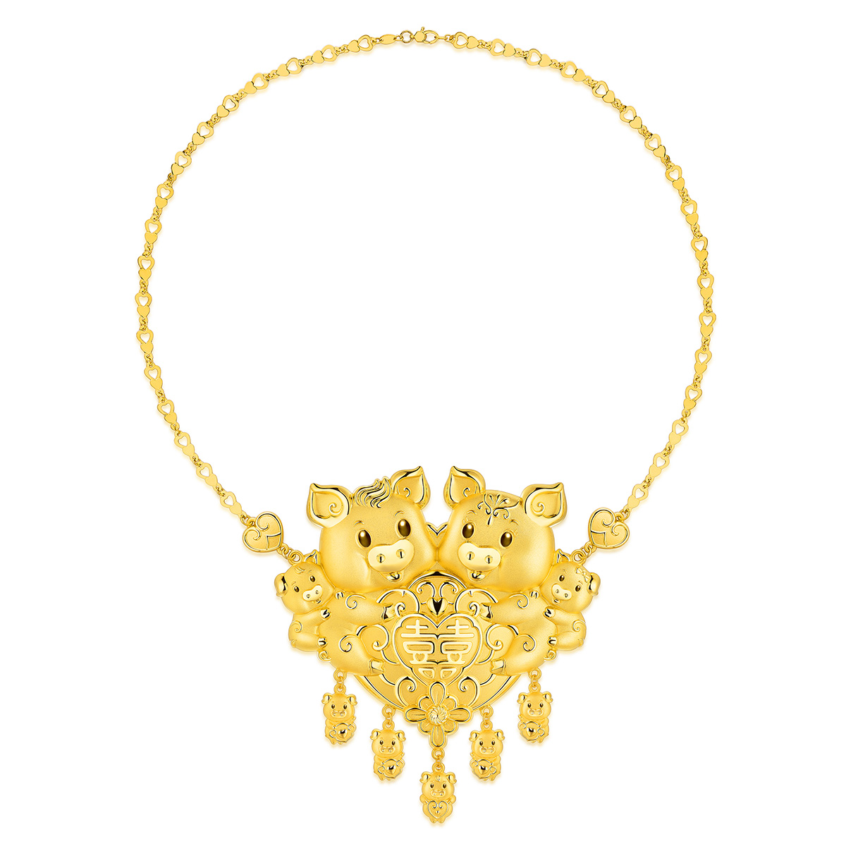 六福珠寶黃金頸鏈 - “如意金豬”999.9黃金頸鏈