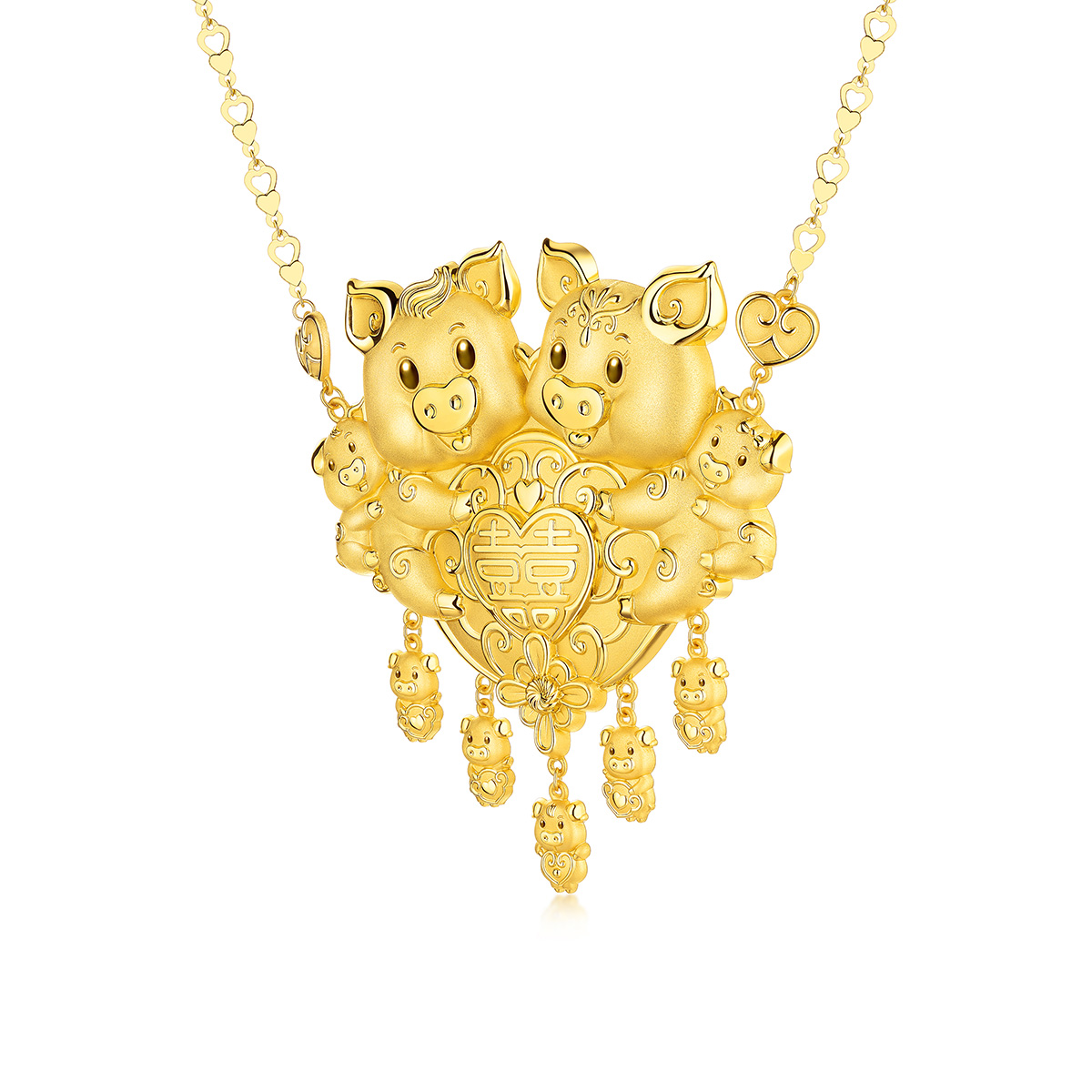 六福珠寶黃金頸鏈 - “如意金豬”999.9黃金頸鏈