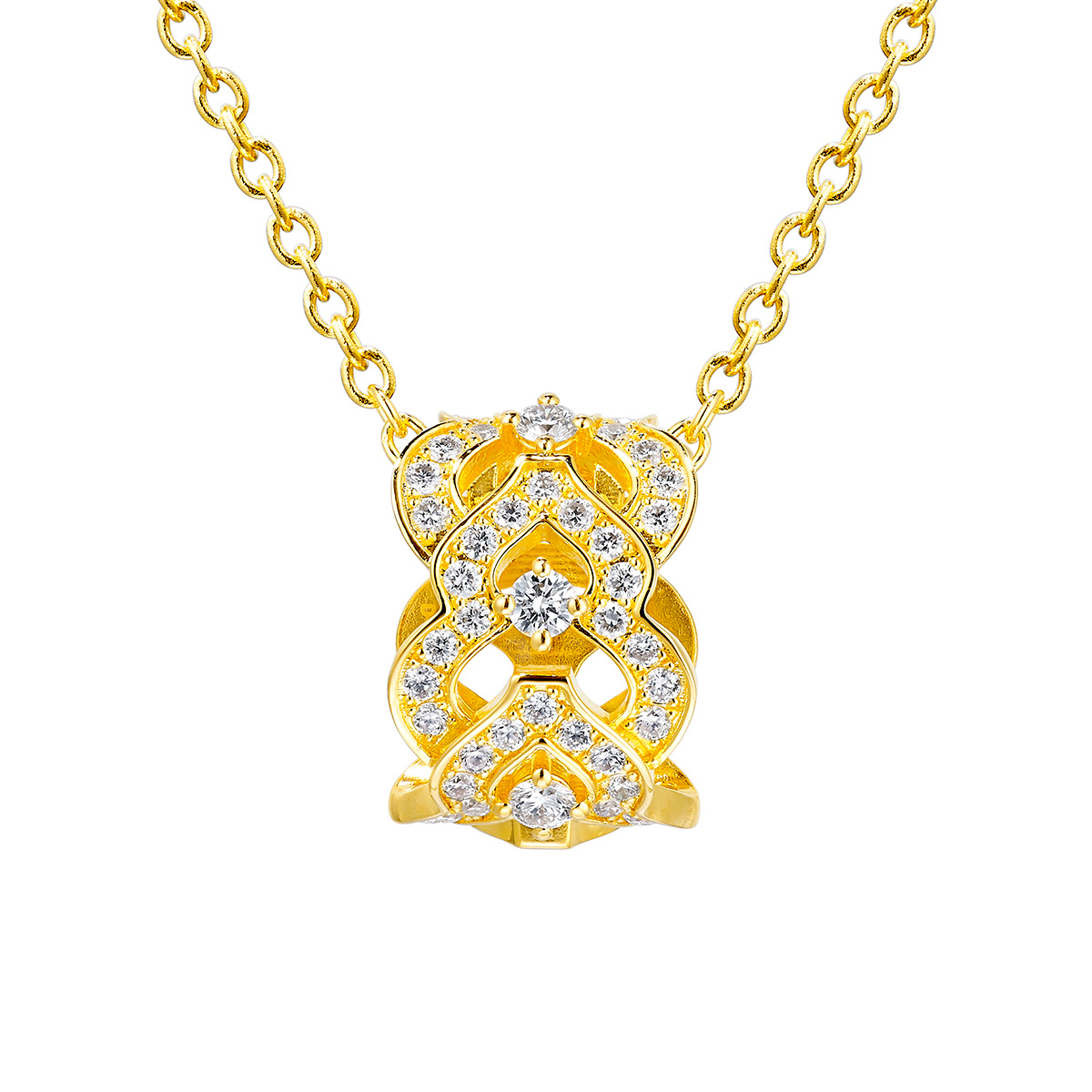 $t('六福珠寶')黃金頸鏈 - "福祿雙至"999足金鑽石頸鏈