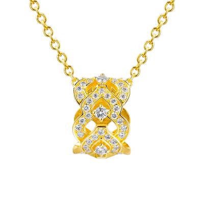 六福珠寶黃金頸鏈 - "福祿雙至"999足金鑽石頸鏈