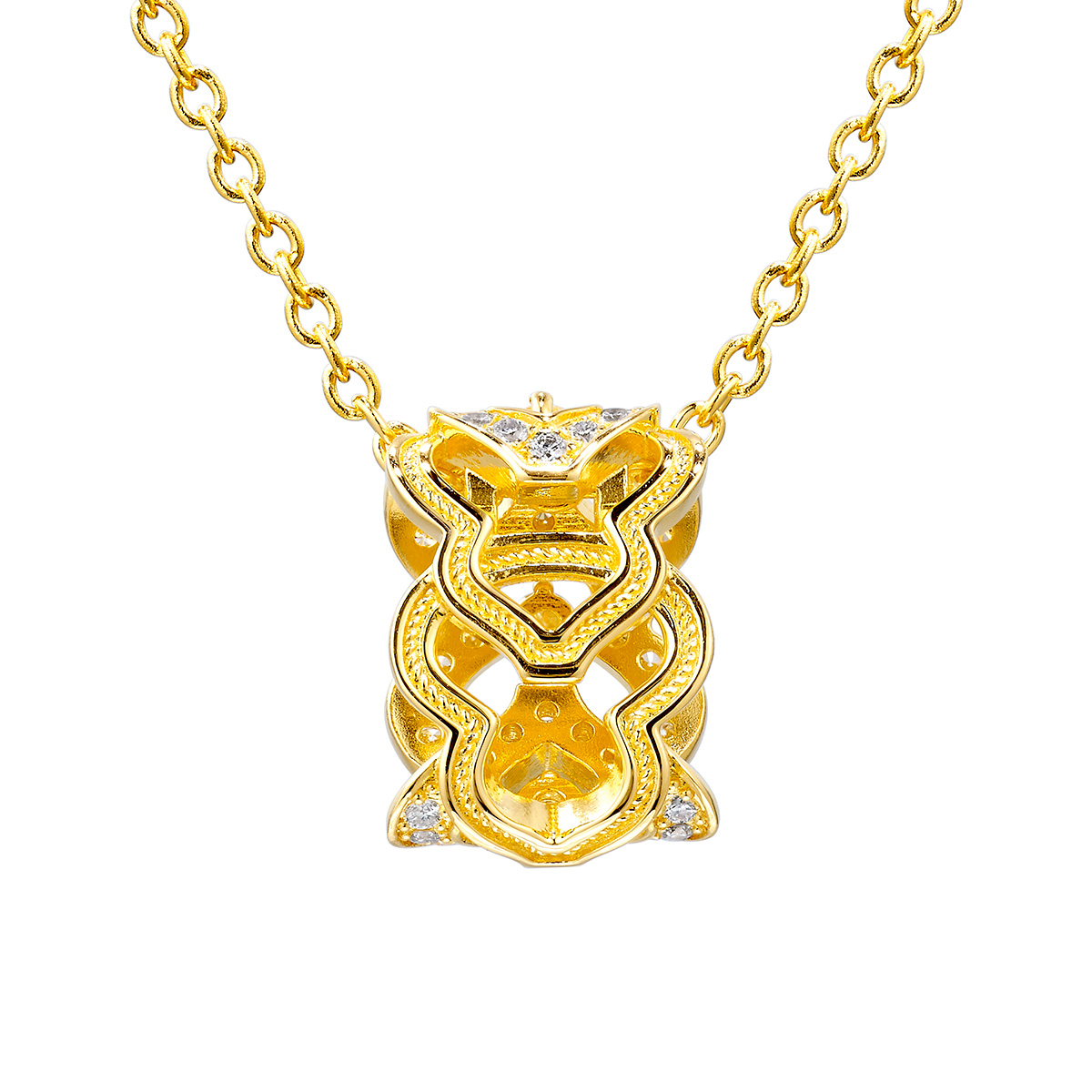 六福珠寶黃金頸鏈 - "福祿雙至"999足金鑽石頸鏈