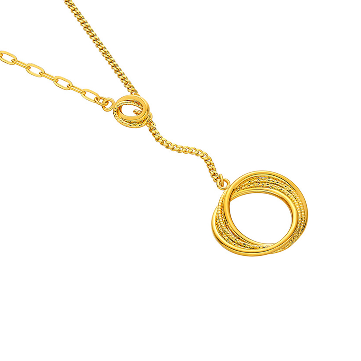六福珠寶黃金頸鏈 - "360°閃耀"圓環990黃金頸鏈