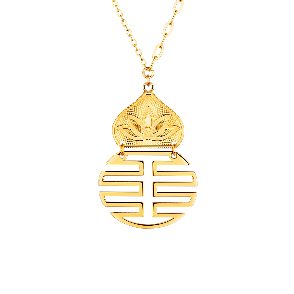 $t('六福珠寶')黃金頸鏈 - "寶蓮福祿"990黃金頸鏈