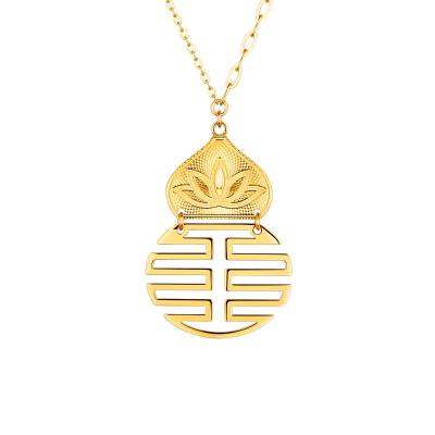 六福珠寶黃金頸鏈 - "寶蓮福祿"990黃金頸鏈