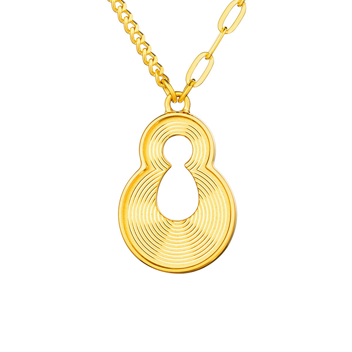 六福珠寶黃金頸鏈 - "光影葫蘆"999足金鑽石頸鏈