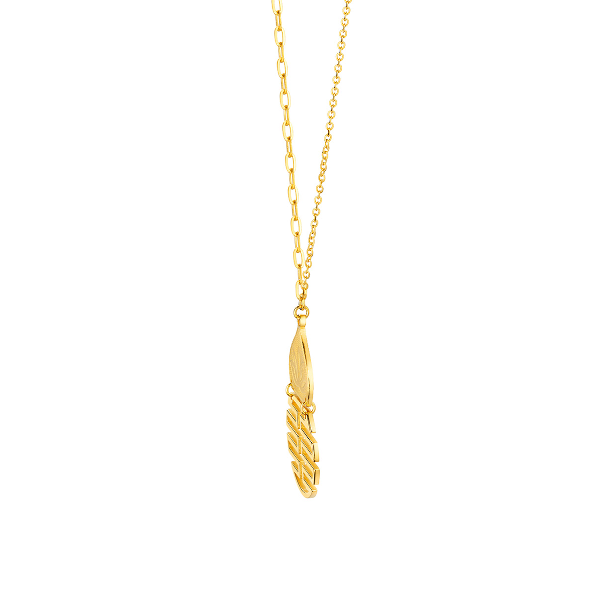 六福珠寶黃金頸鏈 - "寶蓮福祿"990黃金頸鏈