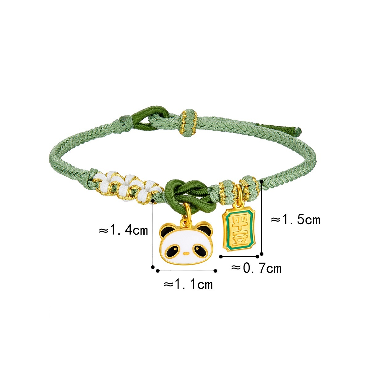 六福珠寶黃金串飾 - "平安熊貓(大頭)"999.9黃金串飾連手繩