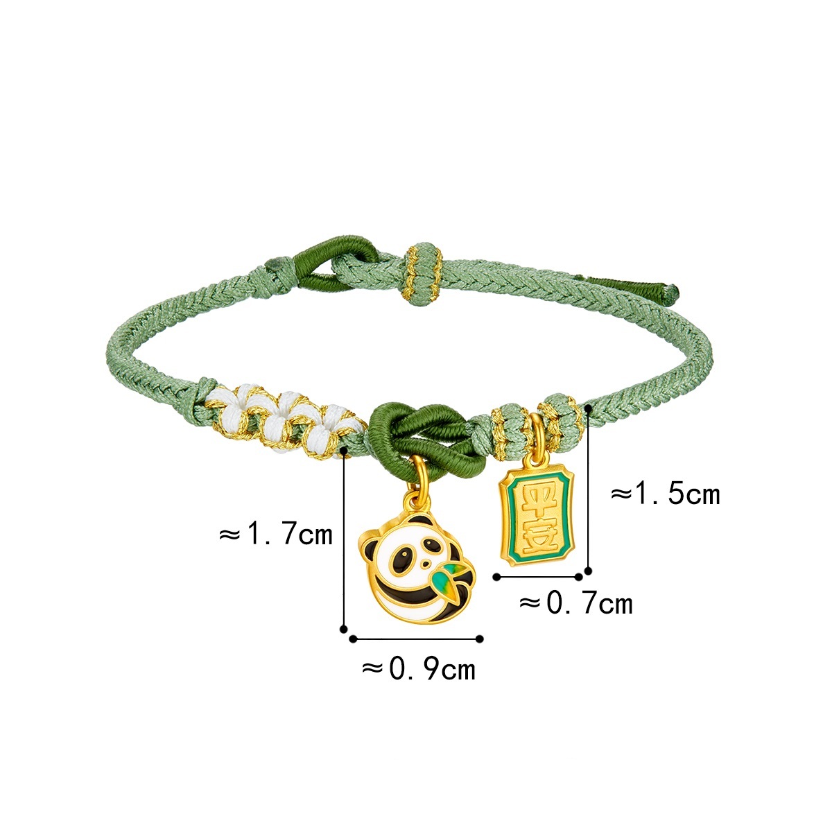 六福珠寶黃金串飾 - "平安熊貓(竹葉)"999.9黃金串飾配手繩