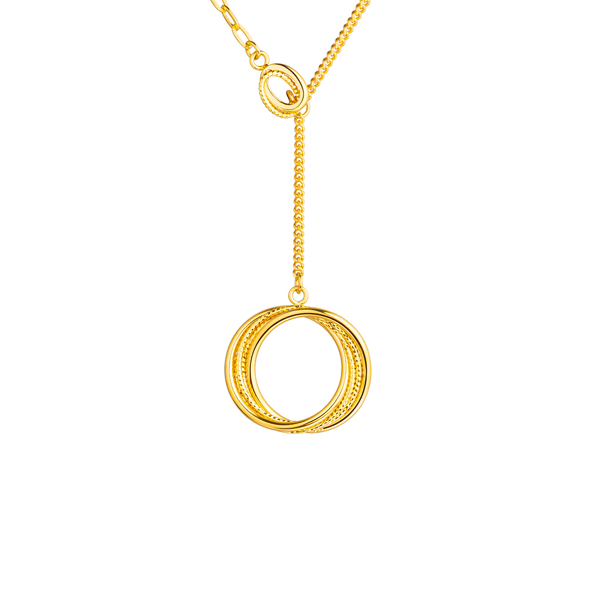 $t('六福珠寶')黃金頸鏈 - "360°閃耀"圓環990黃金頸鏈