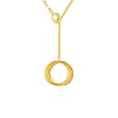 六福珠寶黃金頸鏈 - "360°閃耀"圓環990黃金頸鏈