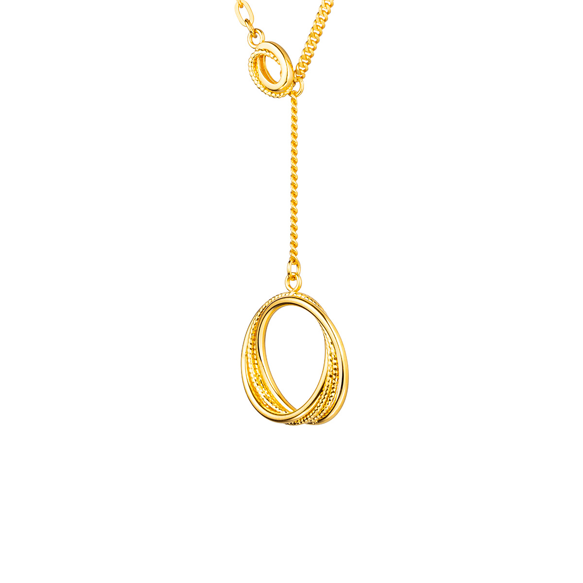 六福珠寶黃金頸鏈 - "360°閃耀"圓環990黃金頸鏈