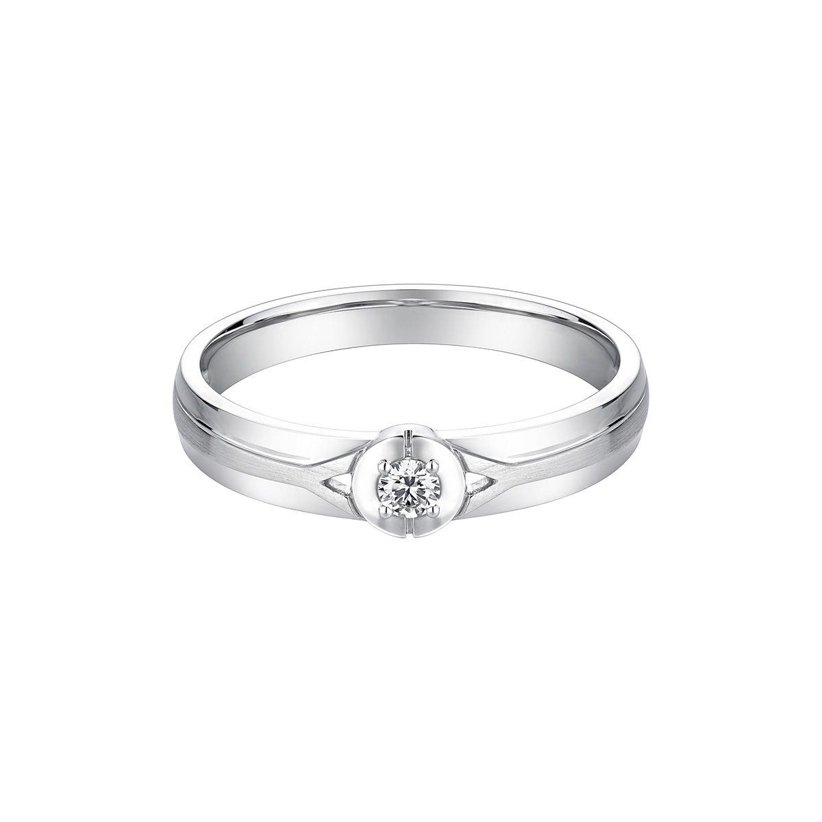 $t('六福珠寶')18K金對戒 - "心動水滴"18K金(白色)鑽石對戒（女戒）