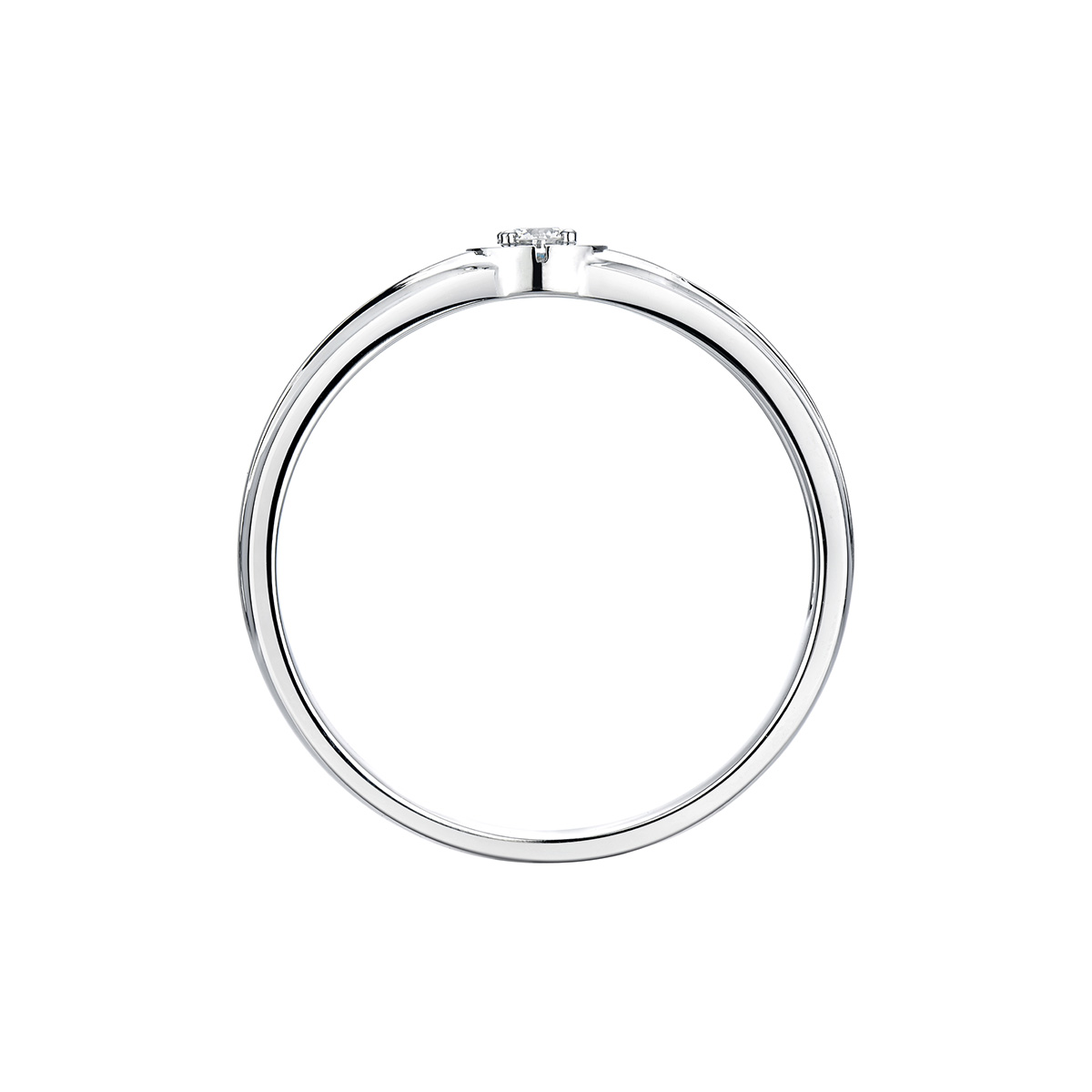 六福珠寶18K金對戒 - "心動水滴"18K金(白色)鑽石對戒（女戒）