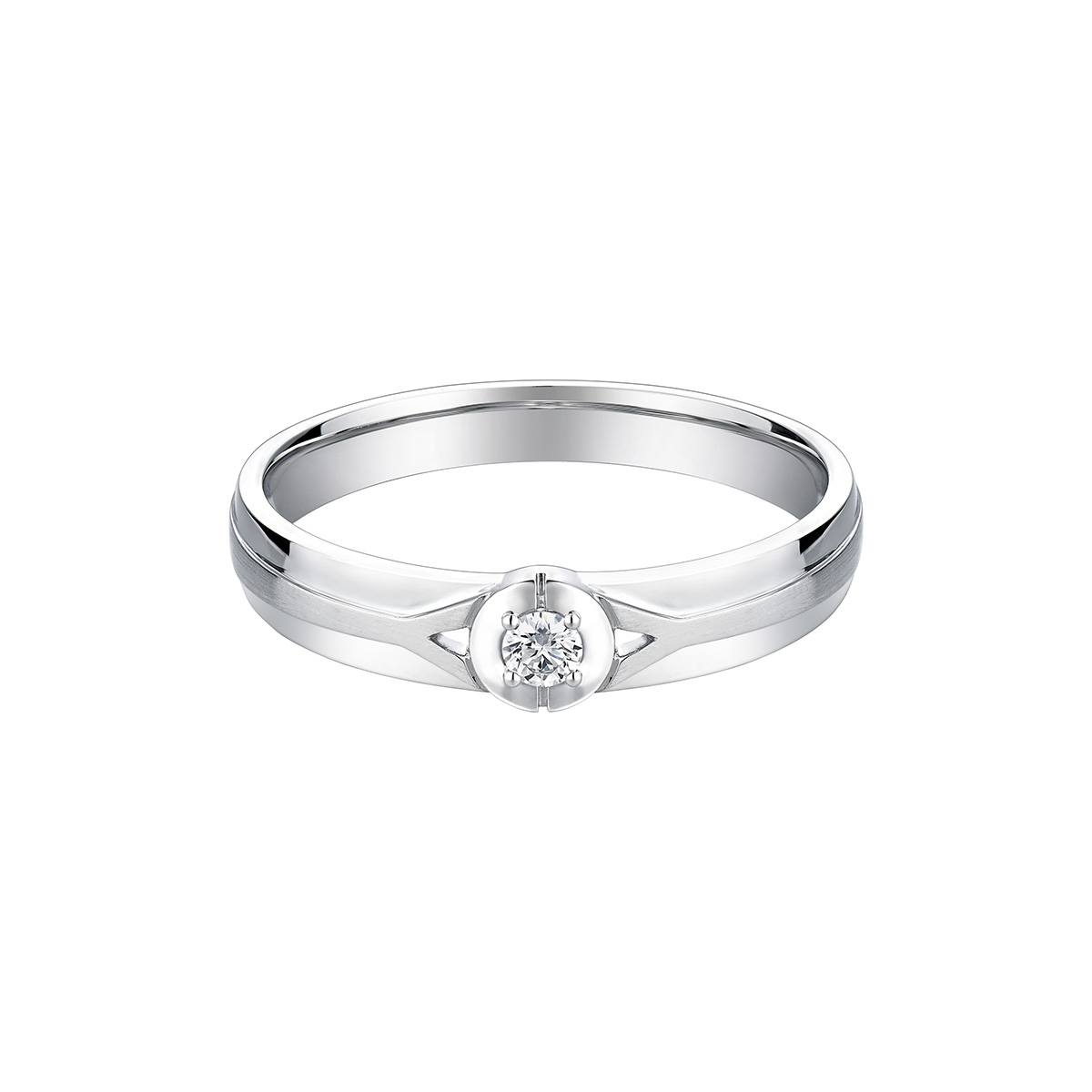 $t('六福珠寶')18K金對戒 - "心動水滴"18K金(白色)鑽石對戒（男戒）