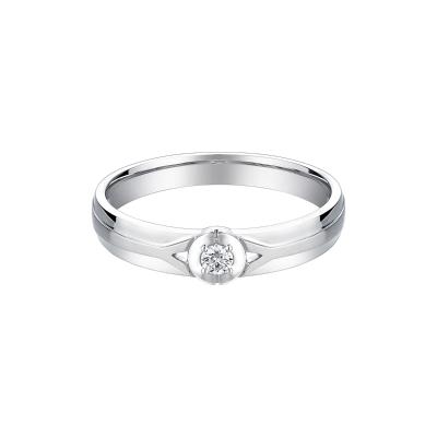 六福珠寶18K金對戒 - "心動水滴"18K金(白色)鑽石對戒（男戒）