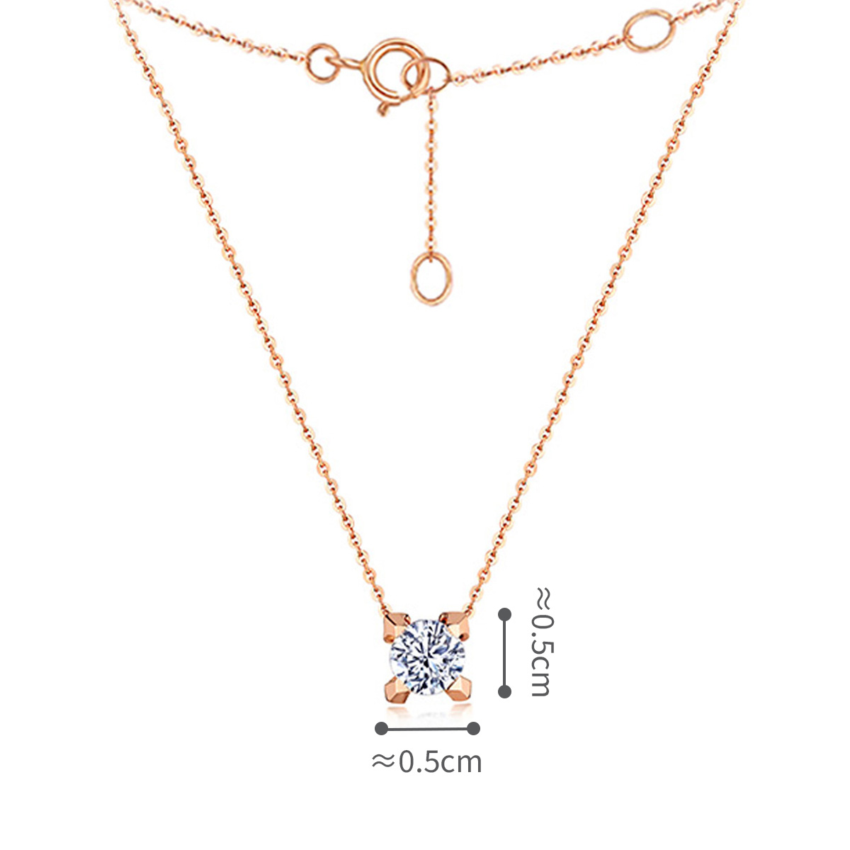 六福珠寶18K金頸鏈 - “Hexicon”18K玫瑰金鑽石頸鏈(基礎工藝)