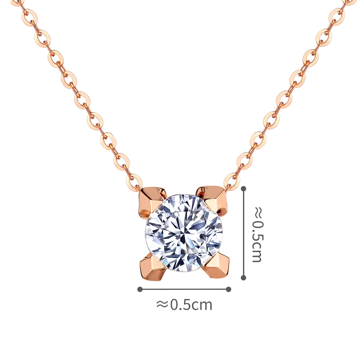 六福珠寶18K金頸鏈 - “Hexicon”18K玫瑰金鑽石頸鏈(基礎工藝)