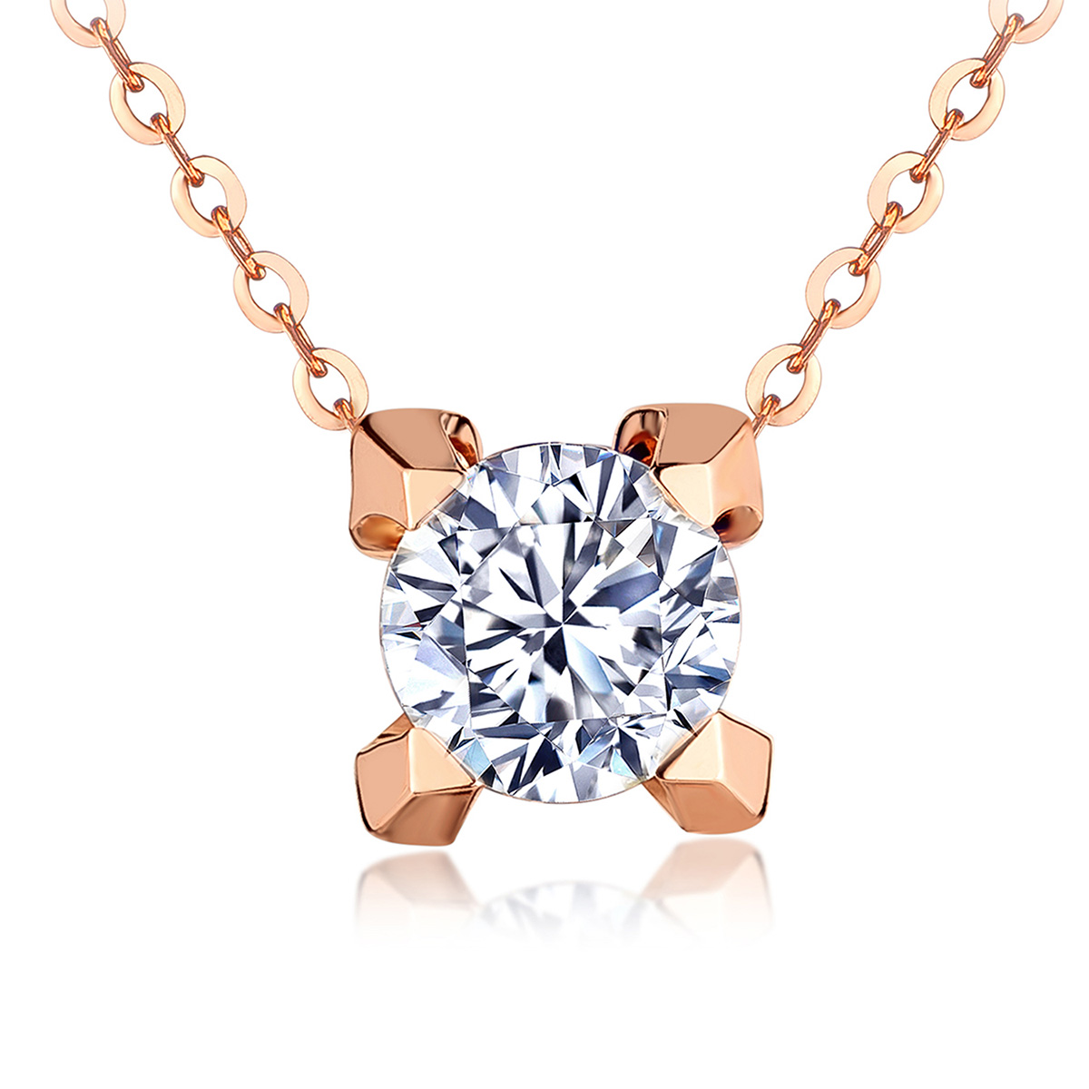 $t('六福珠寶')18K金頸鏈 - “Hexicon”18K玫瑰金鑽石頸鏈(基礎工藝)