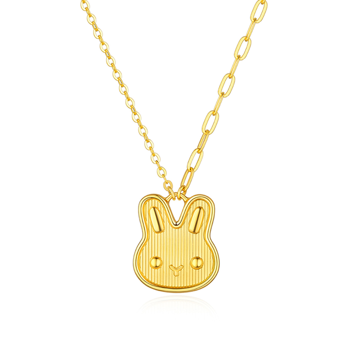 六福珠寶黃金頸鏈 - "勝利萌兔"999足金鑽石頸鏈