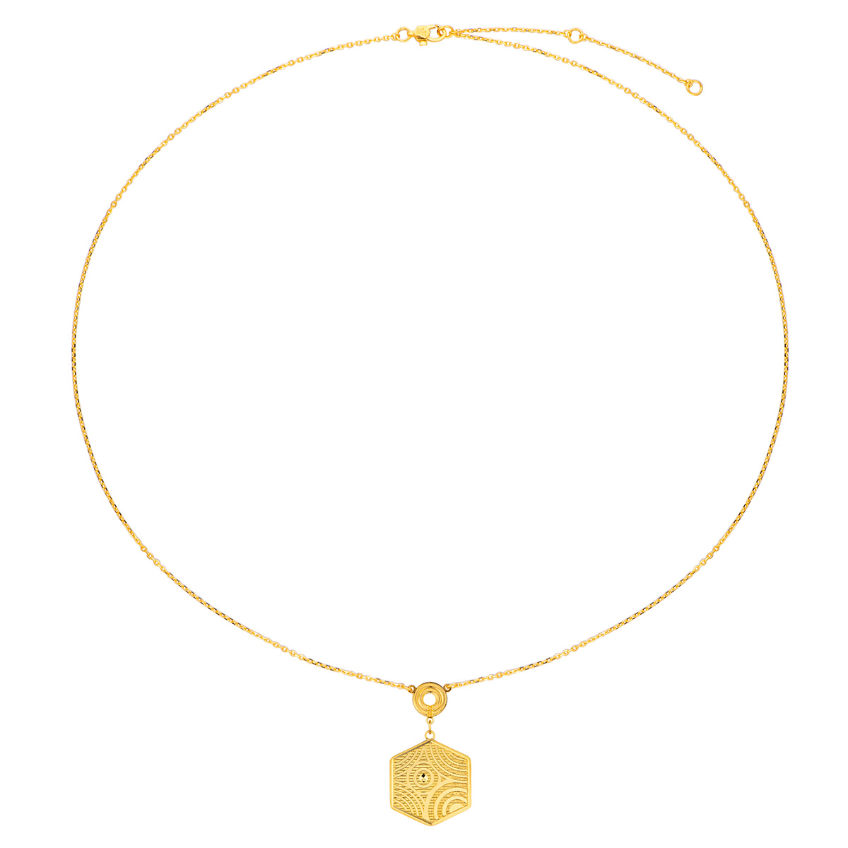 六福珠寶黃金頸鏈 - "雨落祥紋"990黃金頸鏈