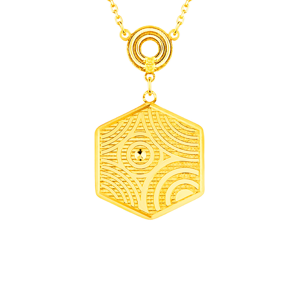 六福珠寶黃金頸鏈 - "雨落祥紋"990黃金頸鏈