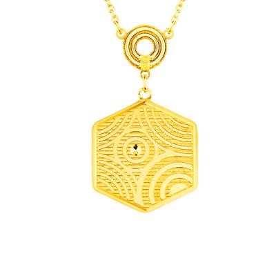 六福珠寶黃金頸鏈 - "雨落祥紋"990黃金頸鏈