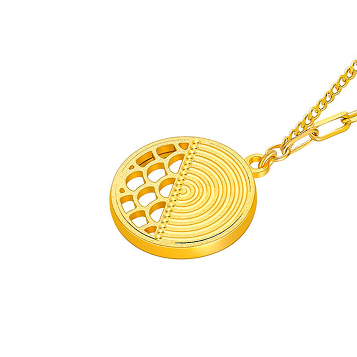 六福珠寶黃金頸鏈 - "浮光悅動"990黃金鑽石頸鏈