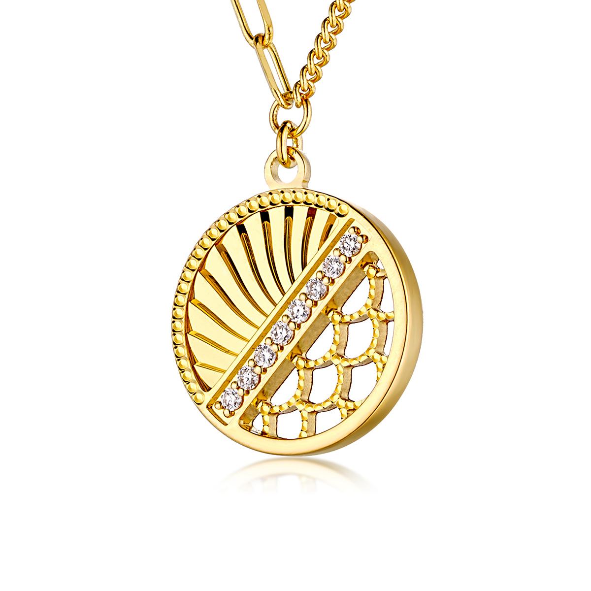 六福珠寶黃金頸鏈 - "浮光悅動"990黃金鑽石頸鏈