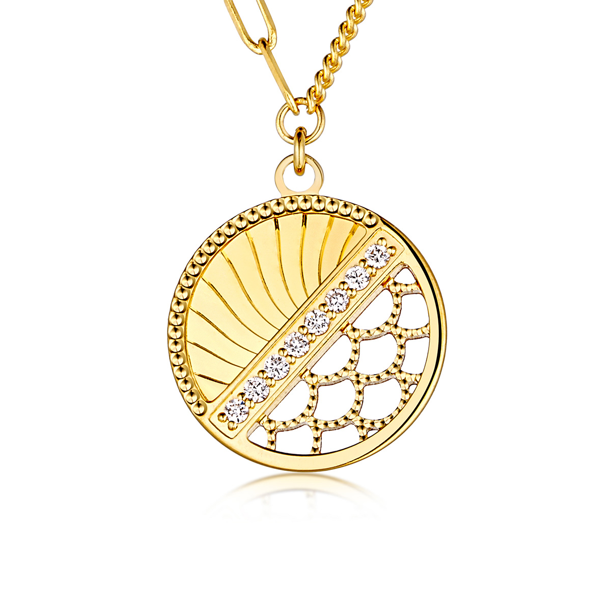 六福珠寶黃金頸鏈 - "浮光悅動"990黃金鑽石頸鏈