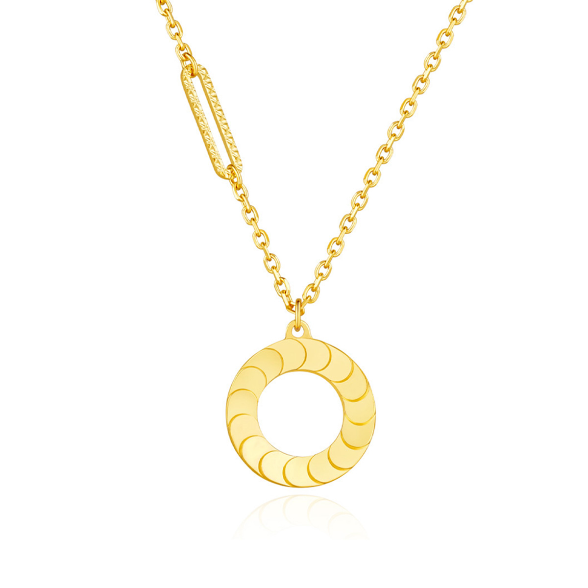 六福珠寶黃金頸鏈 - "耀出彩虹"圓環造型990黃金頸鏈(炫彩工藝)