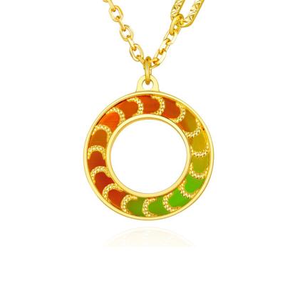 六福珠寶黃金頸鏈 - "耀出彩虹"圓環造型990黃金頸鏈(炫彩工藝)