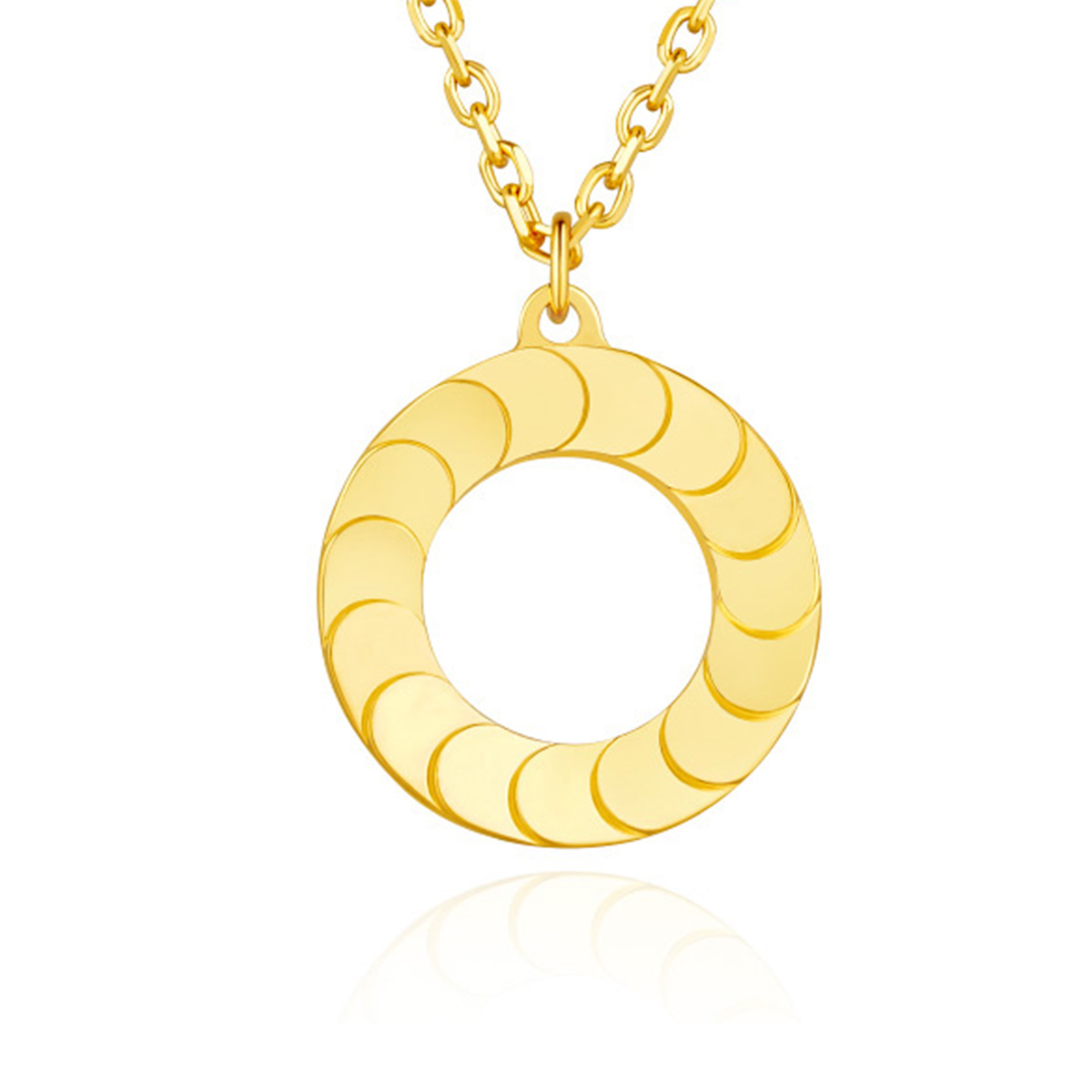 六福珠寶黃金頸鏈 - "耀出彩虹"圓環造型990黃金頸鏈(炫彩工藝)