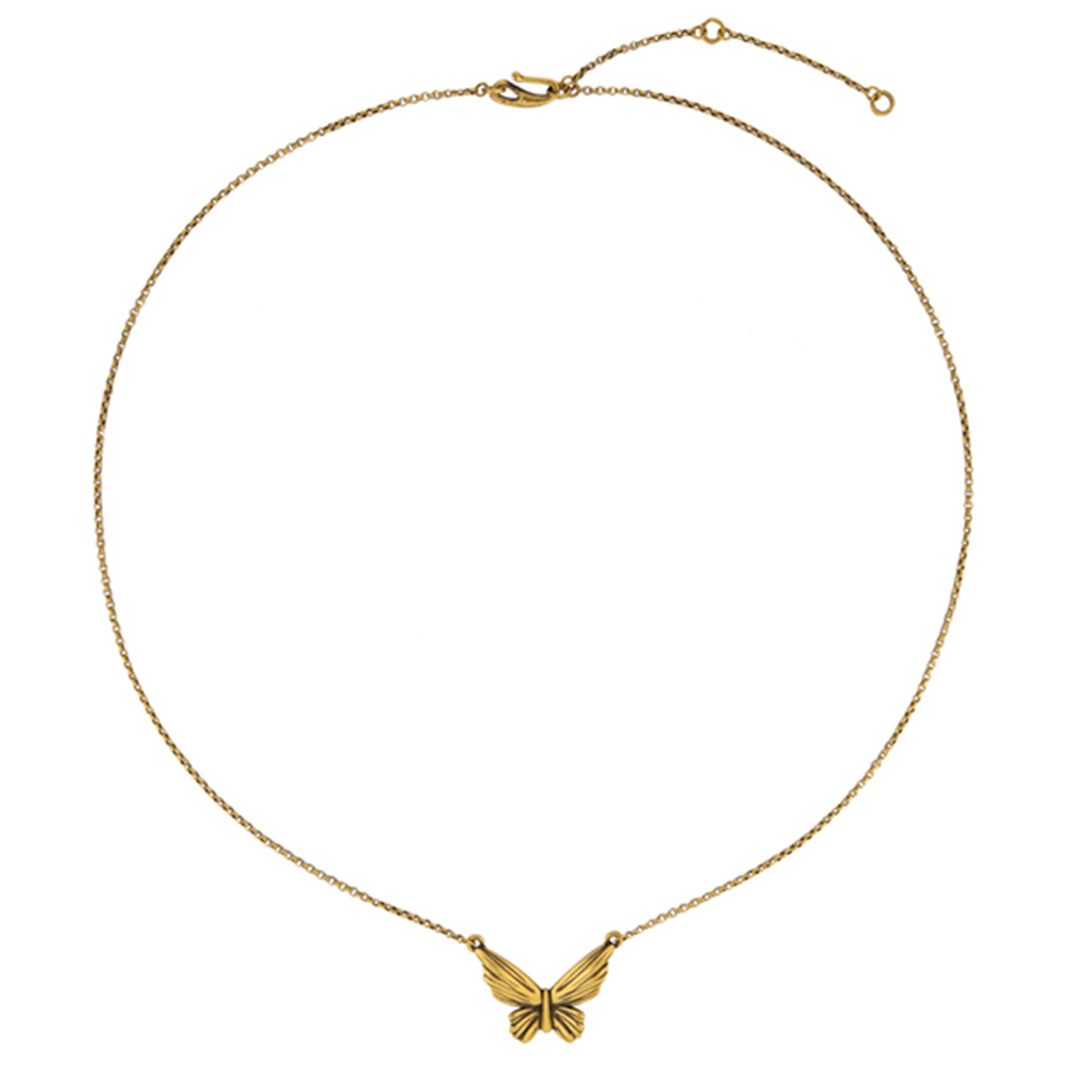 六福珠寶黃金頸鏈 - "黑‧潮"龐克風蝴蝶造型990黃金頸鏈(5D電黑硬金工藝)